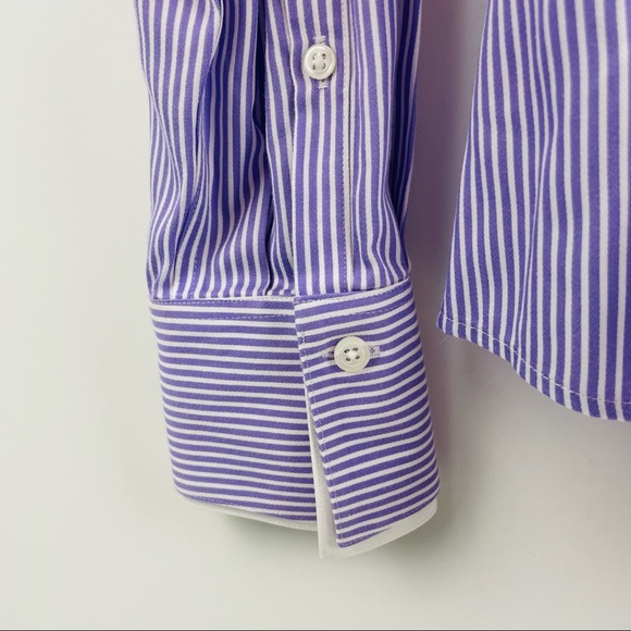 Brooks Brothers Women Button Up Shirt Lilac Stripe Double Collar Size US 6 - Picture 9 of 9